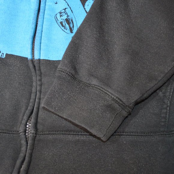 Fender Full Zip Mens Medium Blue Black Guitars Pocketed Hoodie Jacket - Picture 7 of 8